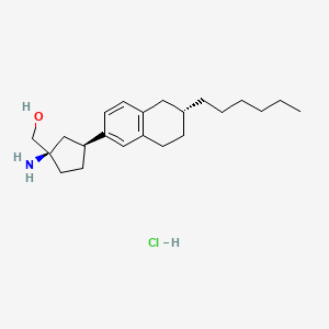 molecular formula C22H36ClNO B606282 Cyclopentanemethanol, 1-amino-3-((6R)-6-hexyl-5,6,7,8-tetrahydro-2-naphthalenyl)-, (1R,3S)-, hydrochloride CAS No. 1622180-39-5