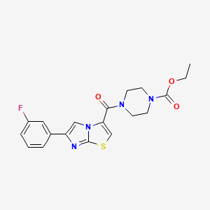 molecular formula C19H19FN4O3S B6062844 ethyl 4-{[6-(3-fluorophenyl)imidazo[2,1-b][1,3]thiazol-3-yl]carbonyl}-1-piperazinecarboxylate 