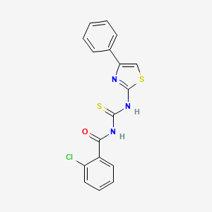 molecular formula C17H12ClN3OS2 B6062849 2-chloro-N-{[(4-phenyl-1,3-thiazol-2-yl)amino]carbonothioyl}benzamide 