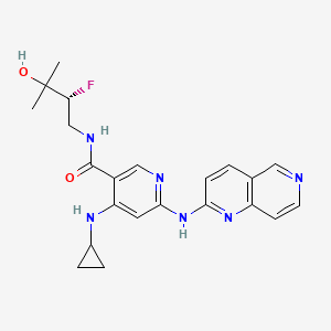 molecular formula C16H15BrClNO3S2 B606287 4-(cyclopropylamino)-N-[(2R)-2-fluoro-3-hydroxy-3-methylbutyl]-6-(1,6-naphthyridin-2-ylamino)pyridine-3-carboxamide CAS No. 1610017-20-3