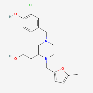 molecular formula C19H25ClN2O3 B6062935 2-chloro-4-({3-(2-hydroxyethyl)-4-[(5-methyl-2-furyl)methyl]-1-piperazinyl}methyl)phenol 