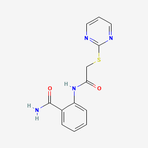 molecular formula C13H12N4O2S B6062953 2-{[(2-pyrimidinylthio)acetyl]amino}benzamide 