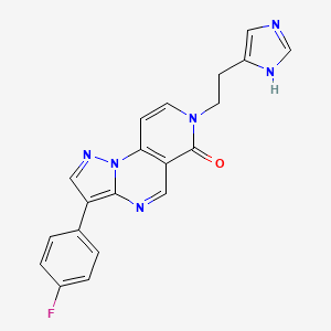 molecular formula C20H15FN6O B6062971 3-(4-fluorophenyl)-7-[2-(1H-imidazol-5-yl)ethyl]pyrazolo[1,5-a]pyrido[3,4-e]pyrimidin-6(7H)-one 
