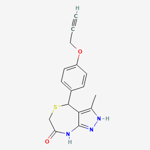 molecular formula C16H15N3O2S B6062990 3-methyl-4-[4-(2-propyn-1-yloxy)phenyl]-4,8-dihydro-1H-pyrazolo[3,4-e][1,4]thiazepin-7(6H)-one 