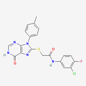 molecular formula C20H15ClFN5O2S B6063063 N-(3-chloro-4-fluorophenyl)-2-{[9-(4-methylphenyl)-6-oxo-6,9-dihydro-1H-purin-8-yl]thio}acetamide 