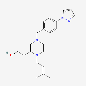 molecular formula C21H30N4O B6063069 2-{1-(3-methyl-2-buten-1-yl)-4-[4-(1H-pyrazol-1-yl)benzyl]-2-piperazinyl}ethanol 