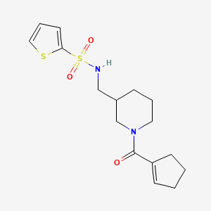 molecular formula C16H22N2O3S2 B6063097 N-{[1-(1-cyclopenten-1-ylcarbonyl)-3-piperidinyl]methyl}-2-thiophenesulfonamide 