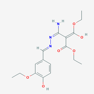 molecular formula C17H23N3O6 B6063105 diethyl {amino[2-(3-ethoxy-4-hydroxybenzylidene)hydrazino]methylene}malonate 