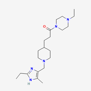 molecular formula C21H37N5O B6063111 1-ethyl-4-(3-{1-[(2-ethyl-4-methyl-1H-imidazol-5-yl)methyl]-4-piperidinyl}propanoyl)piperazine 