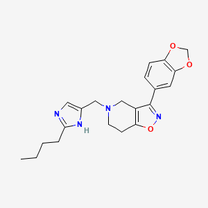 molecular formula C21H24N4O3 B6063183 3-(1,3-benzodioxol-5-yl)-5-[(2-butyl-1H-imidazol-4-yl)methyl]-4,5,6,7-tetrahydroisoxazolo[4,5-c]pyridine 