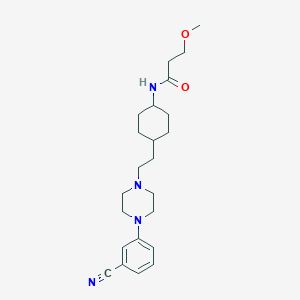 molecular formula C23H34N4O2 B606322 丙酰胺，N-[反式-4-[2-[4-(3-氰基苯基)-1-哌嗪基]乙基]环己基]-3-甲氧基- CAS No. 1000036-77-0