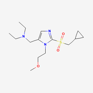 molecular formula C15H27N3O3S B6063237 N-{[2-[(cyclopropylmethyl)sulfonyl]-1-(2-methoxyethyl)-1H-imidazol-5-yl]methyl}-N-ethylethanamine 