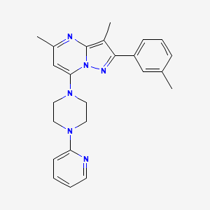 molecular formula C24H26N6 B6063265 3,5-dimethyl-2-(3-methylphenyl)-7-[4-(2-pyridinyl)-1-piperazinyl]pyrazolo[1,5-a]pyrimidine 