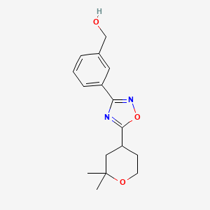 molecular formula C16H20N2O3 B6063271 {3-[5-(2,2-dimethyltetrahydro-2H-pyran-4-yl)-1,2,4-oxadiazol-3-yl]phenyl}methanol 