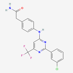 molecular formula C19H14ClF3N4O B606328 2-(4-((2-(3-氯苯基)-6-(三氟甲基)嘧啶-4-基)氨基)苯基)乙酰胺 CAS No. 1606975-12-5