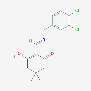 molecular formula C16H17Cl2NO2 B6063319 2-{[(3,4-dichlorobenzyl)amino]methylene}-5,5-dimethyl-1,3-cyclohexanedione 