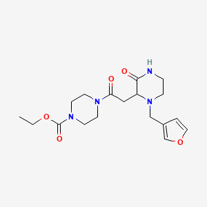 molecular formula C18H26N4O5 B6063332 ethyl 4-{[1-(3-furylmethyl)-3-oxo-2-piperazinyl]acetyl}-1-piperazinecarboxylate 