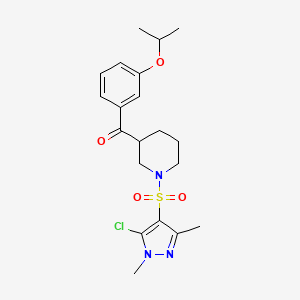 molecular formula C20H26ClN3O4S B6063344 {1-[(5-chloro-1,3-dimethyl-1H-pyrazol-4-yl)sulfonyl]-3-piperidinyl}(3-isopropoxyphenyl)methanone 