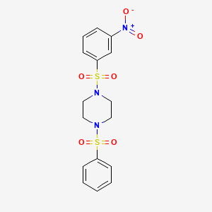 molecular formula C16H17N3O6S2 B6063365 1-[(3-nitrophenyl)sulfonyl]-4-(phenylsulfonyl)piperazine 