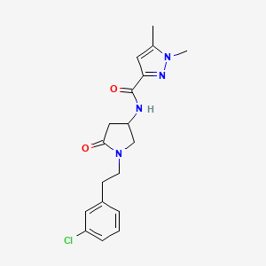 molecular formula C18H21ClN4O2 B6063371 N-{1-[2-(3-chlorophenyl)ethyl]-5-oxo-3-pyrrolidinyl}-1,5-dimethyl-1H-pyrazole-3-carboxamide 