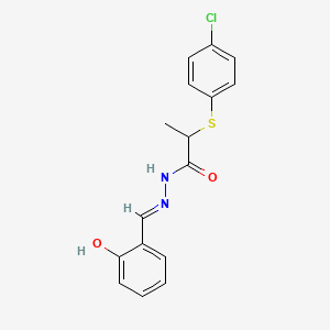 molecular formula C16H15ClN2O2S B6063387 2-[(4-chlorophenyl)thio]-N'-(2-hydroxybenzylidene)propanohydrazide 