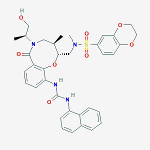 1-[(2R,3R)-2-[[2,3-dihydro-1,4-benzodioxin-6-ylsulfonyl(methyl)amino]methyl]-5-[(2S)-1-hydroxypropan-2-yl]-3-methyl-6-oxo-3,4-dihydro-2H-1,5-benzoxazocin-10-yl]-3-(1-naphthalenyl)urea