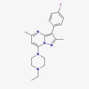 molecular formula C20H24FN5 B6063419 7-(4-ethyl-1-piperazinyl)-3-(4-fluorophenyl)-2,5-dimethylpyrazolo[1,5-a]pyrimidine 