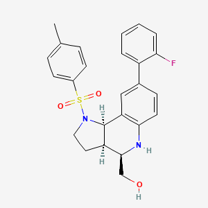 molecular formula C25H25FN2O3S B606342 [(3aR,4R,9bR)-8-(2-fluorophenyl)-1-(4-methylphenyl)sulfonyl-2,3,3a,4,5,9b-hexahydropyrrolo[3,2-c]quinolin-4-yl]methanol CAS No. 1403838-79-8