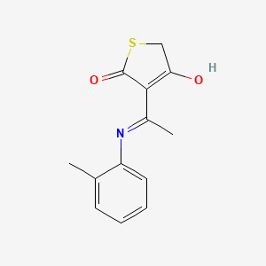 molecular formula C13H13NO2S B6063446 3-{1-[(2-methylphenyl)amino]ethylidene}-2,4(3H,5H)-thiophenedione 