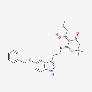 molecular formula C30H36N2O3 B6063449 3-({2-[5-(benzyloxy)-2-methyl-1H-indol-3-yl]ethyl}amino)-2-butyryl-5,5-dimethylcyclohex-2-en-1-one 