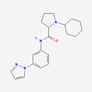 molecular formula C20H26N4O B6063477 1-cyclohexyl-N-[3-(1H-pyrazol-1-yl)phenyl]prolinamide 
