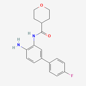molecular formula C18H19FN2O2 B606349 N-(4-Amino-4'-Fluoro[1,1'-Biphenyl]-3-Yl)oxane-4-Carboxamide CAS No. 1404559-91-6