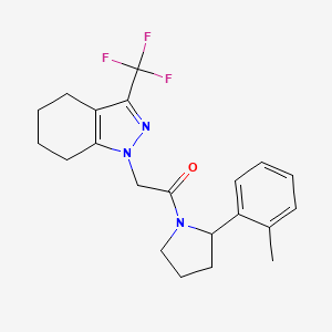 molecular formula C21H24F3N3O B6063500 1-{2-[2-(2-methylphenyl)-1-pyrrolidinyl]-2-oxoethyl}-3-(trifluoromethyl)-4,5,6,7-tetrahydro-1H-indazole 