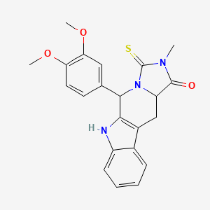 molecular formula C22H21N3O3S B6063622 5-(3,4-dimethoxyphenyl)-2-methyl-3-thioxo-2,3,5,6,11,11a-hexahydro-1H-imidazo[1',5':1,6]pyrido[3,4-b]indol-1-one 