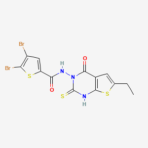 4,5-dibromo-N-(6-ethyl-2-mercapto-4-oxothieno[2,3-d]pyrimidin-3(4H)-yl)-2-thiophenecarboxamide