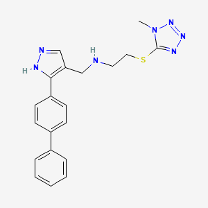 2-(1-methyltetrazol-5-yl)sulfanyl-N-[[5-(4-phenylphenyl)-1H-pyrazol-4-yl]methyl]ethanamine