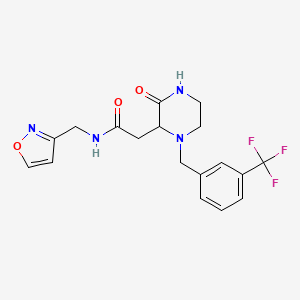 N-(1,2-oxazol-3-ylmethyl)-2-[3-oxo-1-[[3-(trifluoromethyl)phenyl]methyl]piperazin-2-yl]acetamide