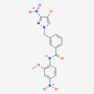 3-[(4-bromo-3-nitro-1H-pyrazol-1-yl)methyl]-N-(2-methoxy-4-nitrophenyl)benzamide