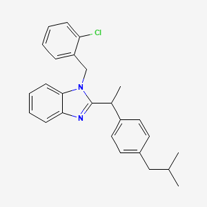 molecular formula C29H25ClN2O B606408 1-(2-chlorobenzyl)-2-{1-[4-(2-methylpropyl)phenyl]ethyl}-1H-benzimidazole CAS No. 612046-20-5