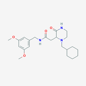 molecular formula C22H33N3O4 B6064112 2-[1-(cyclohexylmethyl)-3-oxopiperazin-2-yl]-N-[(3,5-dimethoxyphenyl)methyl]acetamide 