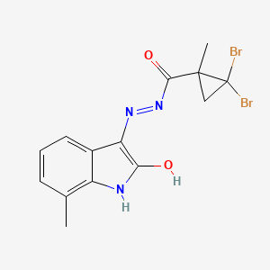 2,2-dibromo-1-methyl-N'-(7-methyl-2-oxo-1,2-dihydro-3H-indol-3-ylidene)cyclopropanecarbohydrazide