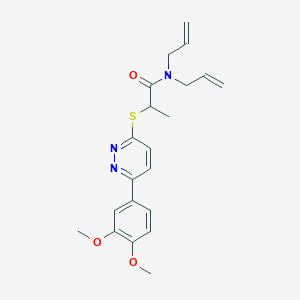 2-[6-(3,4-dimethoxyphenyl)pyridazin-3-yl]sulfanyl-N,N-bis(prop-2-enyl)propanamide