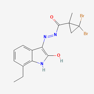 2,2-dibromo-N'-[(3Z)-7-ethyl-2-oxo-1,2-dihydro-3H-indol-3-ylidene]-1-methylcyclopropanecarbohydrazide