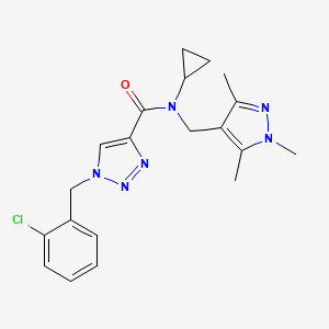 molecular formula C20H23ClN6O B6064328 1-(2-chlorobenzyl)-N-cyclopropyl-N-[(1,3,5-trimethyl-1H-pyrazol-4-yl)methyl]-1H-1,2,3-triazole-4-carboxamide 