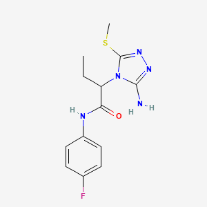 molecular formula C13H16FN5OS B6064348 2-(3-amino-5-methylsulfanyl-1,2,4-triazol-4-yl)-N-(4-fluorophenyl)butanamide 