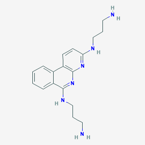 molecular formula C18H24N6 B606438 N,N'-双(3-氨基丙基)苯并[c][1,8]萘啶-3,6-二胺 CAS No. 1994258-88-6