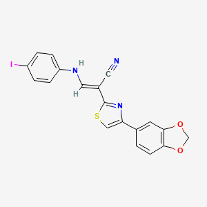 (E)-2-[4-(1,3-benzodioxol-5-yl)-1,3-thiazol-2-yl]-3-(4-iodoanilino)prop-2-enenitrile