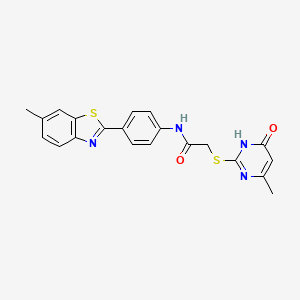 molecular formula C21H18N4O2S2 B6064421 2-[(4-hydroxy-6-methylpyrimidin-2-yl)sulfanyl]-N-[4-(6-methyl-1,3-benzothiazol-2-yl)phenyl]acetamide 