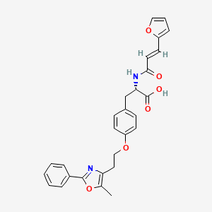 molecular formula C28H26N2O6 B606446 L-酪氨酸，N-(3-(2-呋喃基)-1-氧代-2-丙烯基)-O-(2-(5-甲基-2-苯基-4-恶唑基)乙基)- CAS No. 870095-15-1