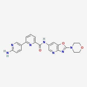 molecular formula C21H19N7O3 B606448 6'-氨基-N-(2-吗啉氧杂唑并[4,5-b]吡啶-6-基)-[2,3'-联吡啶]-6-甲酰胺 CAS No. 1801343-74-7